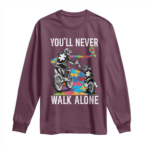 Autism Acceptance Long Sleeve Shirt Autism Dad Motocross Rider Father Son Support TS14 Maroon Print Your Wear