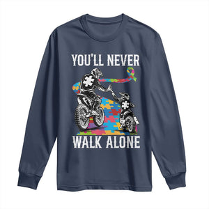 Autism Acceptance Long Sleeve Shirt Autism Dad Motocross Rider Father Son Support TS14 Navy Print Your Wear