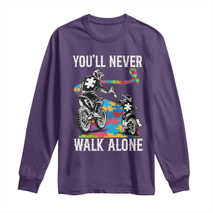 Autism Acceptance Long Sleeve Shirt Autism Dad Motocross Rider Father Son Support TS14 Purple Print Your Wear