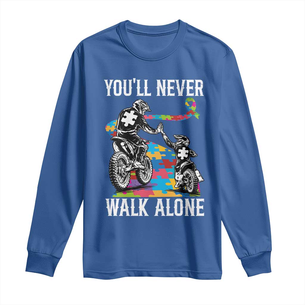 Autism Acceptance Long Sleeve Shirt Autism Dad Motocross Rider Father Son Support TS14 Royal Blue Print Your Wear