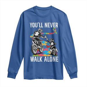 Autism Acceptance Long Sleeve Shirt Autism Dad Motocross Rider Father Son Support TS14 Royal Blue Print Your Wear