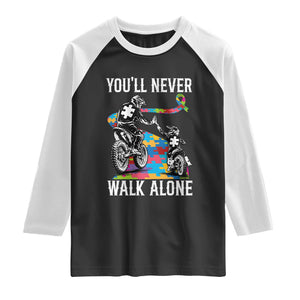 Autism Acceptance Raglan Shirt Autism Dad Motocross Rider Father Son Support TS14 Black White Print Your Wear