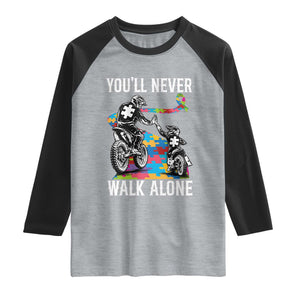 Autism Acceptance Raglan Shirt Autism Dad Motocross Rider Father Son Support TS14 Heather Gray Black Print Your Wear