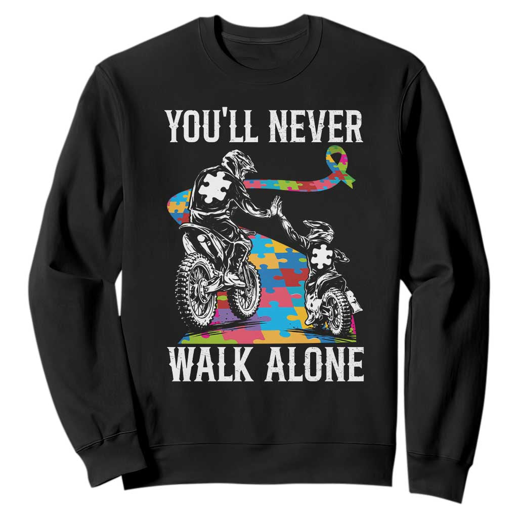 Autism Acceptance Sweatshirt Autism Dad Motocross Rider Father Son Support TS14 Black Print Your Wear