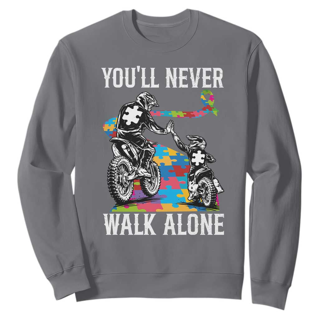 Autism Acceptance Sweatshirt Autism Dad Motocross Rider Father Son Support TS14 Charcoal Print Your Wear