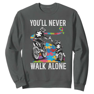 Autism Acceptance Sweatshirt Autism Dad Motocross Rider Father Son Support TS14 Dark Heather Print Your Wear