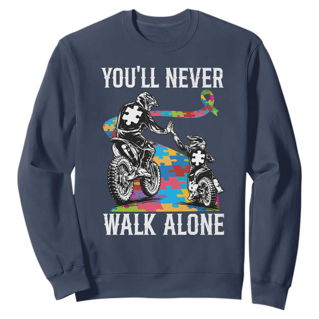 Autism Acceptance Sweatshirt Autism Dad Motocross Rider Father Son Support TS14 Navy Print Your Wear