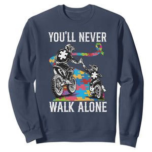 Autism Acceptance Sweatshirt Autism Dad Motocross Rider Father Son Support TS14 Navy Print Your Wear