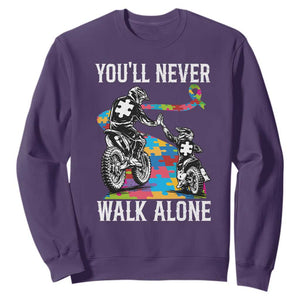 Autism Acceptance Sweatshirt Autism Dad Motocross Rider Father Son Support TS14 Purple Print Your Wear
