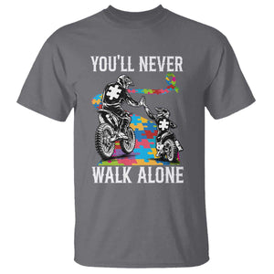 Autism Acceptance T Shirt Autism Dad Motocross Rider Father Son Support TS14 Charcoal Print Your Wear