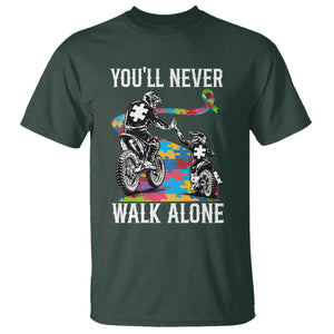 Autism Acceptance T Shirt Autism Dad Motocross Rider Father Son Support TS14 Dark Forest Green Print Your Wear