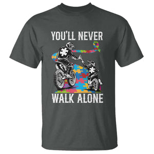 Autism Acceptance T Shirt Autism Dad Motocross Rider Father Son Support TS14 Dark Heather Print Your Wear