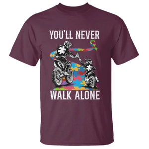 Autism Acceptance T Shirt Autism Dad Motocross Rider Father Son Support TS14 Maroon Print Your Wear