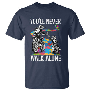 Autism Acceptance T Shirt Autism Dad Motocross Rider Father Son Support TS14 Navy Print Your Wear