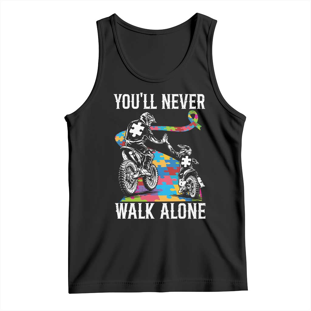 Autism Acceptance Tank Top Autism Dad Motocross Rider Father Son Support TS14 Black Print Your Wear
