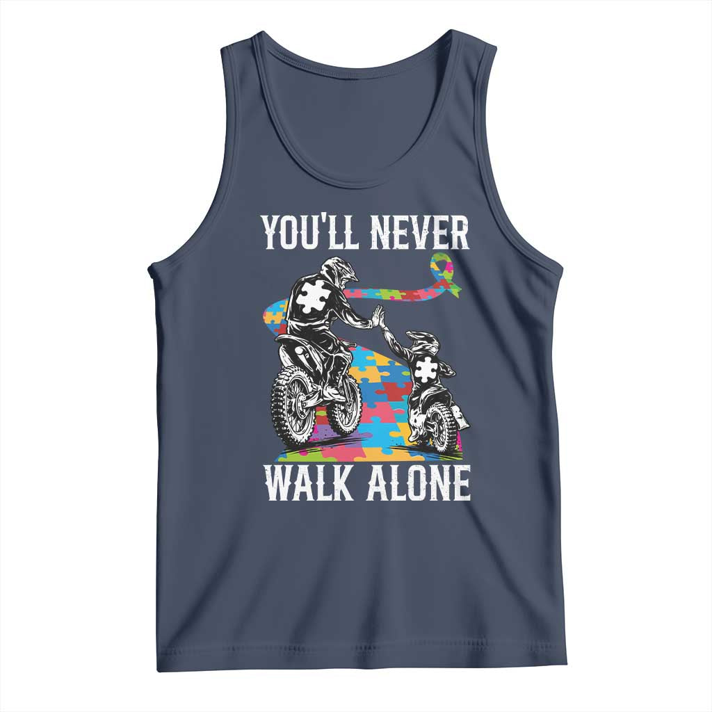 Autism Acceptance Tank Top Autism Dad Motocross Rider Father Son Support TS14 Navy Print Your Wear