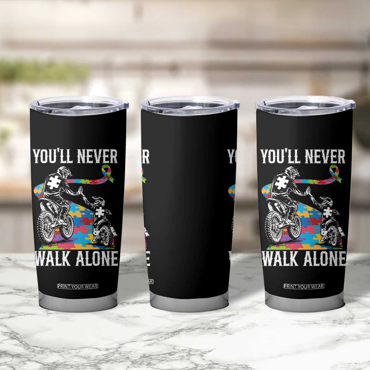 Autism Acceptance Tumbler Cup Autism Dad Motocross Rider Father Son Support TS14 Print Your Wear