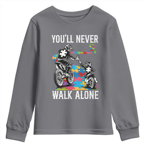 Autism Acceptance Youth Sweatshirt Autism Dad Motocross Rider Father Son Support TS14 Charcoal Print Your Wear