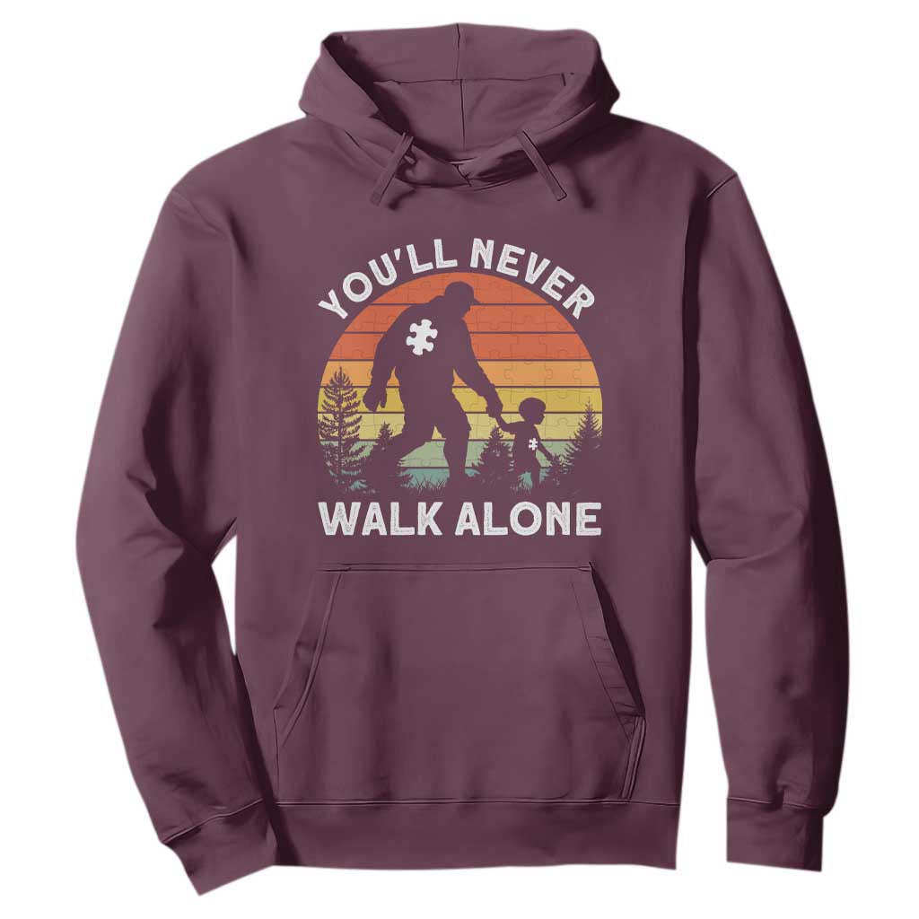 Autism Acceptance Hoodie Autism Dad You'll Never Walk Alone Support TS14 Maroon Print Your Wear