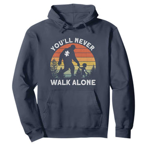 Autism Acceptance Hoodie Autism Dad You'll Never Walk Alone Support TS14 Navy Print Your Wear