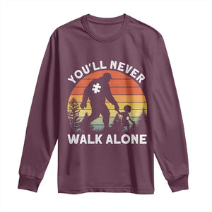Autism Acceptance Long Sleeve Shirt Autism Dad You'll Never Walk Alone Support TS14 Maroon Print Your Wear