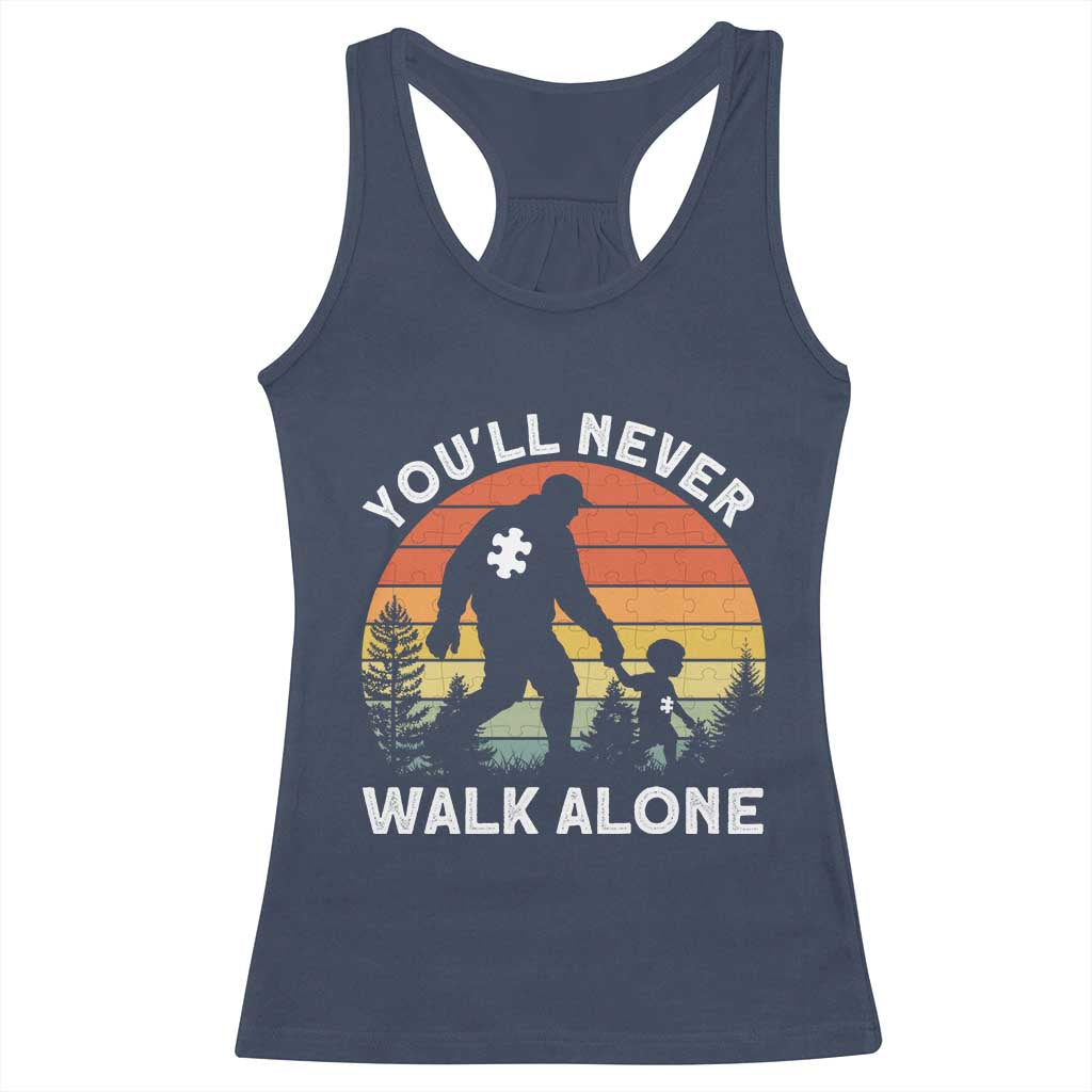 Autism Acceptance Racerback Tank Top Autism Dad You'll Never Walk Alone Support TS14 Navy Print Your Wear