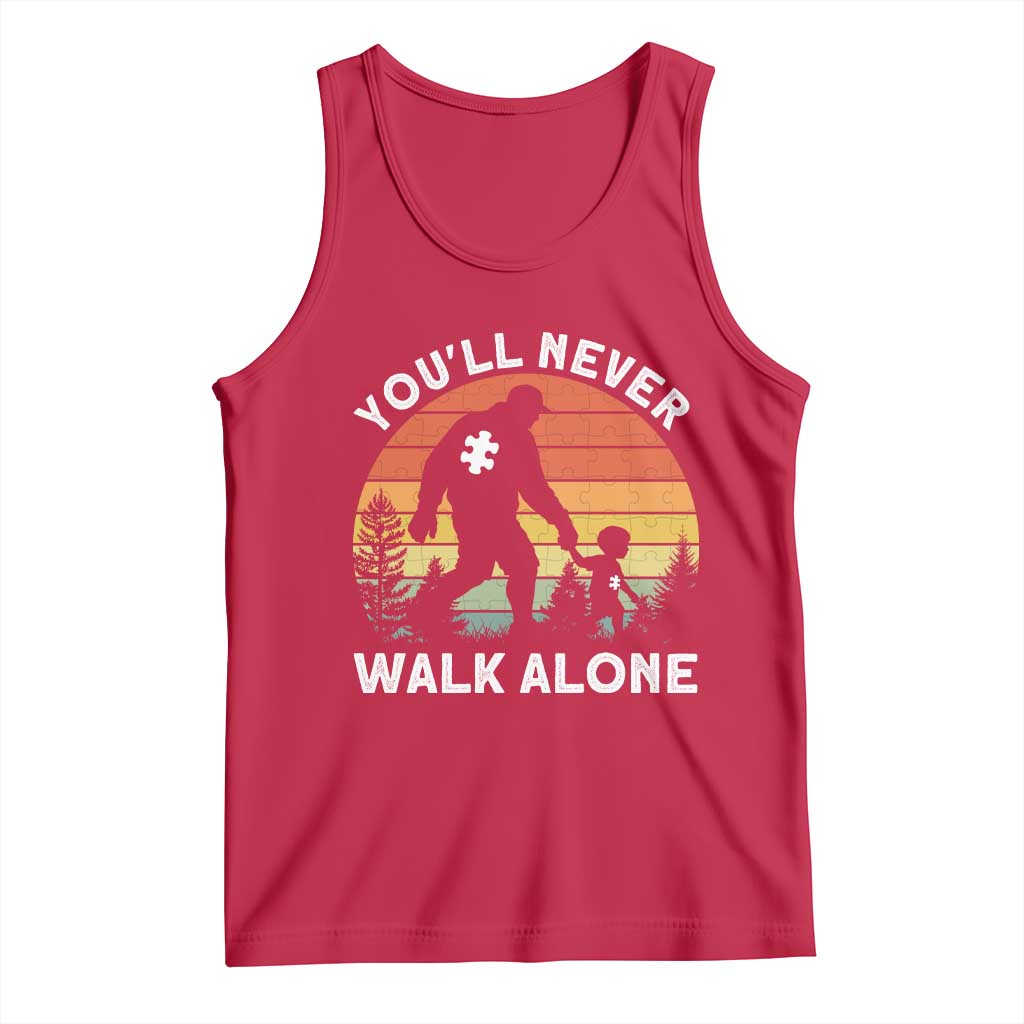 Autism Acceptance Tank Top Autism Dad You'll Never Walk Alone Support TS14 Red Print Your Wear