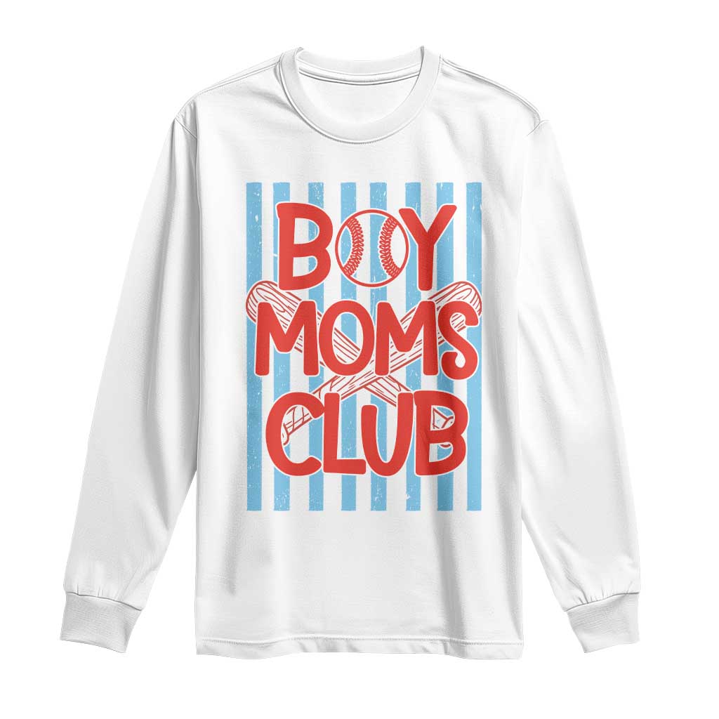 Boy Moms Club Long Sleeve Shirt Funny Motherhood Baseball Gift For Mom TS14 White Print Your Wear