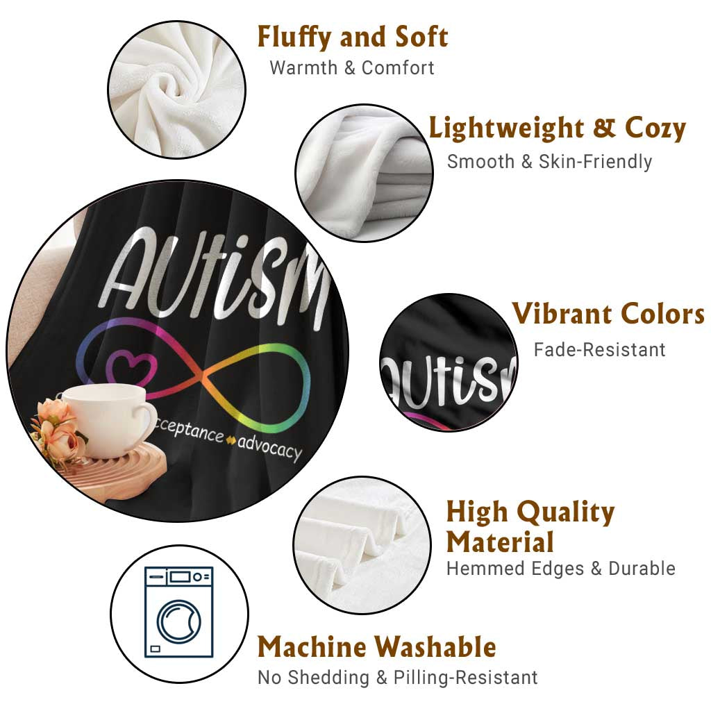 Autism Acceptance Throw Blanket Neurodivergent Support Infinity Symbol TS14 Print Your Wear