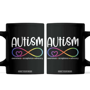 Autism Acceptance Coffee Mug Neurodivergent Support Infinity Symbol TS14 Black Print Your Wear