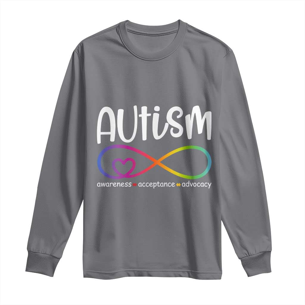 Autism Acceptance Long Sleeve Shirt - Neurodivergent Support Infinity Symbol TS14 Charcoal Print Your Wear