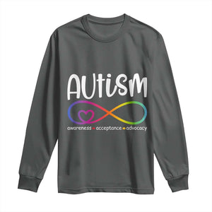 Autism Acceptance Long Sleeve Shirt - Neurodivergent Support Infinity Symbol TS14 Dark Heather Print Your Wear
