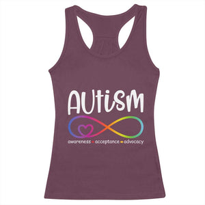 Autism Acceptance Racerback Tank Top Neurodivergent Support Infinity Symbol TS14 Maroon Print Your Wear