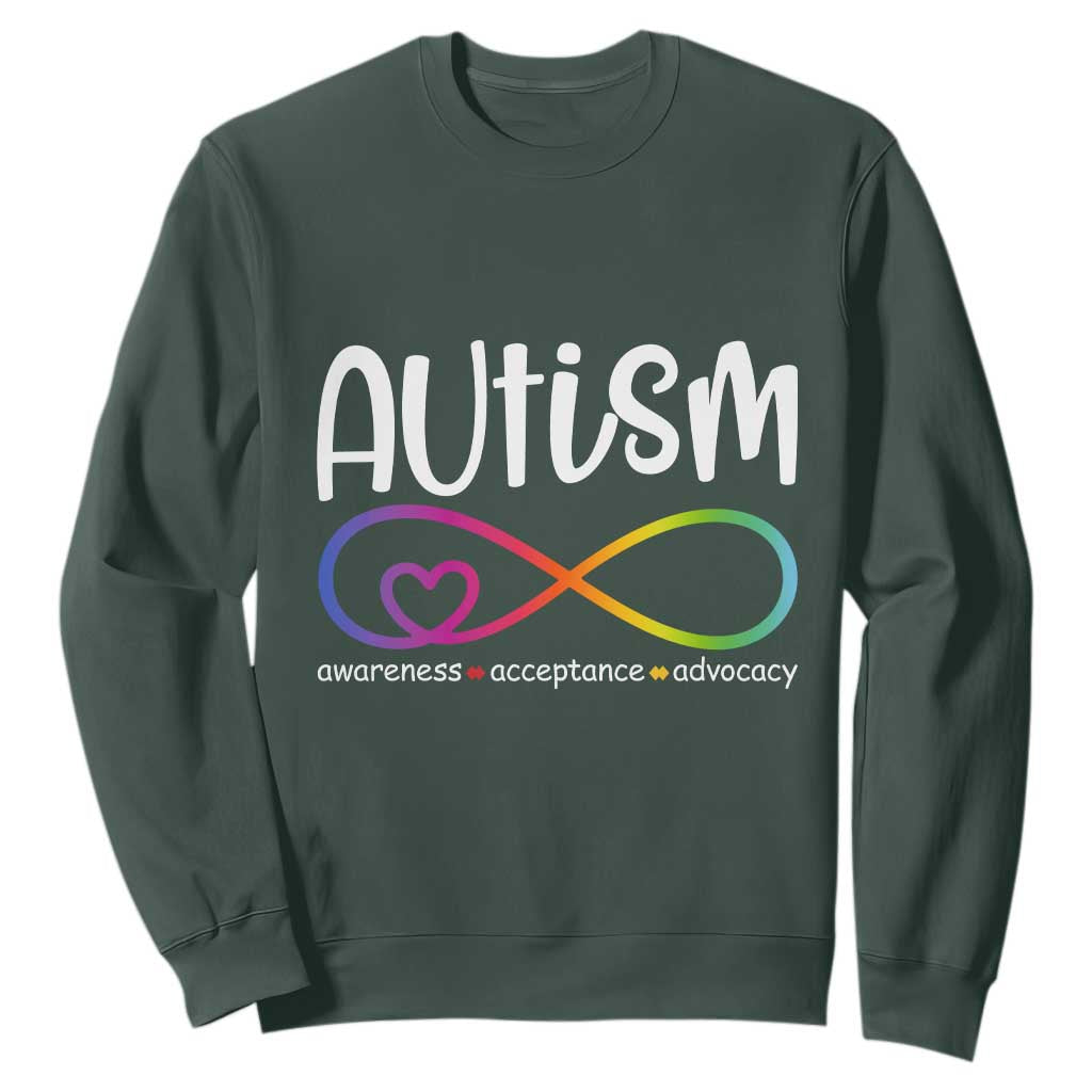 Autism Acceptance Sweatshirt - Neurodivergent Support Infinity Symbol TS14 Dark Forest Green Print Your Wear