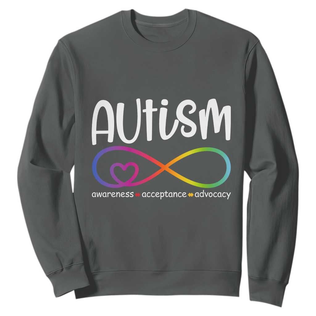 Autism Acceptance Sweatshirt - Neurodivergent Support Infinity Symbol TS14 Dark Heather Print Your Wear