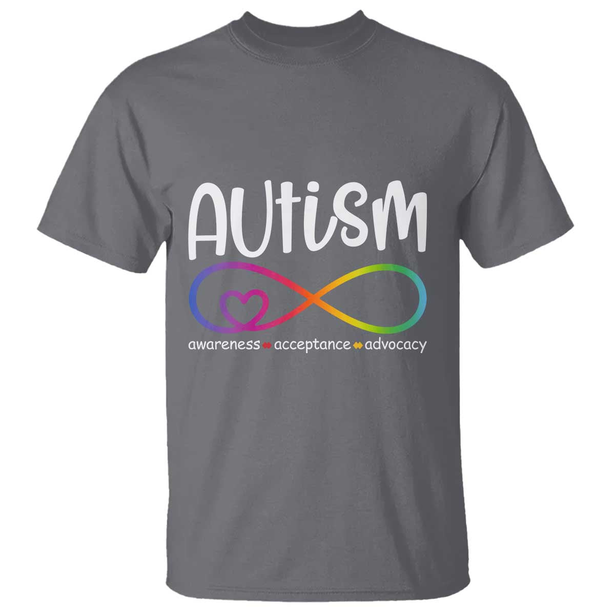 Autism Acceptance T Shirt Neurodivergent Support Infinity Symbol TS14 Charcoal Print Your Wear