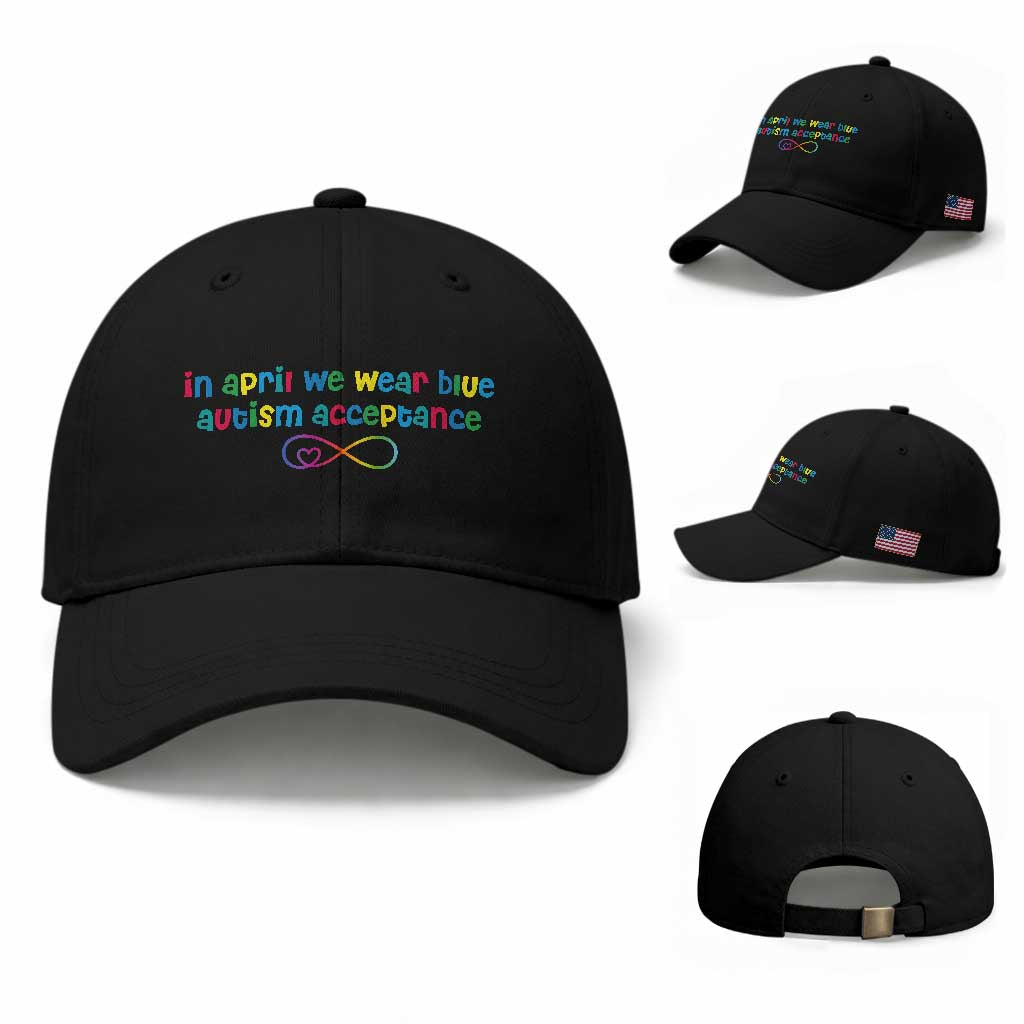 Autism Acceptance Baseball Cap Neurodivergent Support Infinity Heart Symbol TS14 Baseball Cap Universal Fit Black Print Your Wear