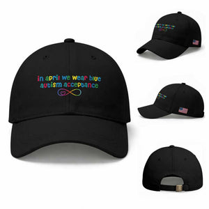Autism Acceptance Baseball Cap Neurodivergent Support Infinity Heart Symbol TS14 Baseball Cap Universal Fit Black Print Your Wear