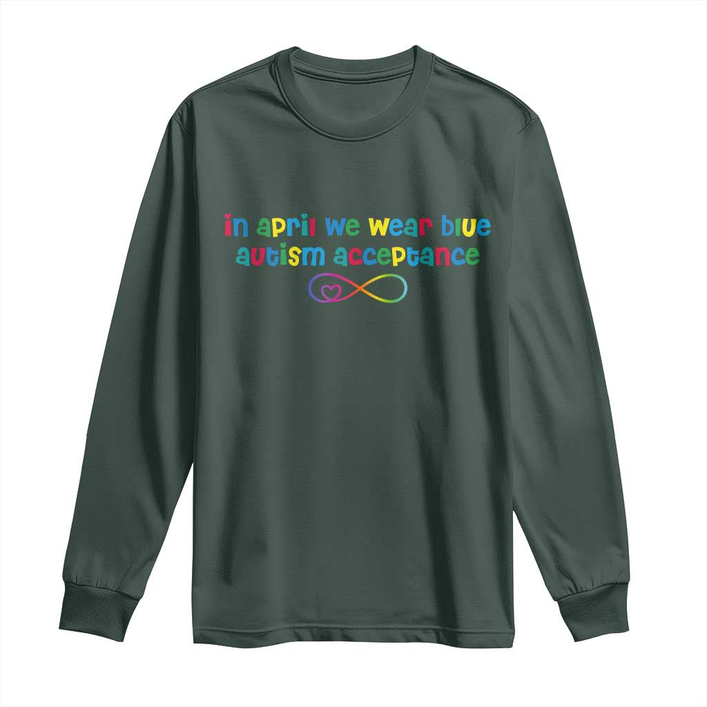 Autism Acceptance Long Sleeve Shirt - Neurodivergent Support Infinity Heart Symbol TS14 Dark Forest Green Print Your Wear