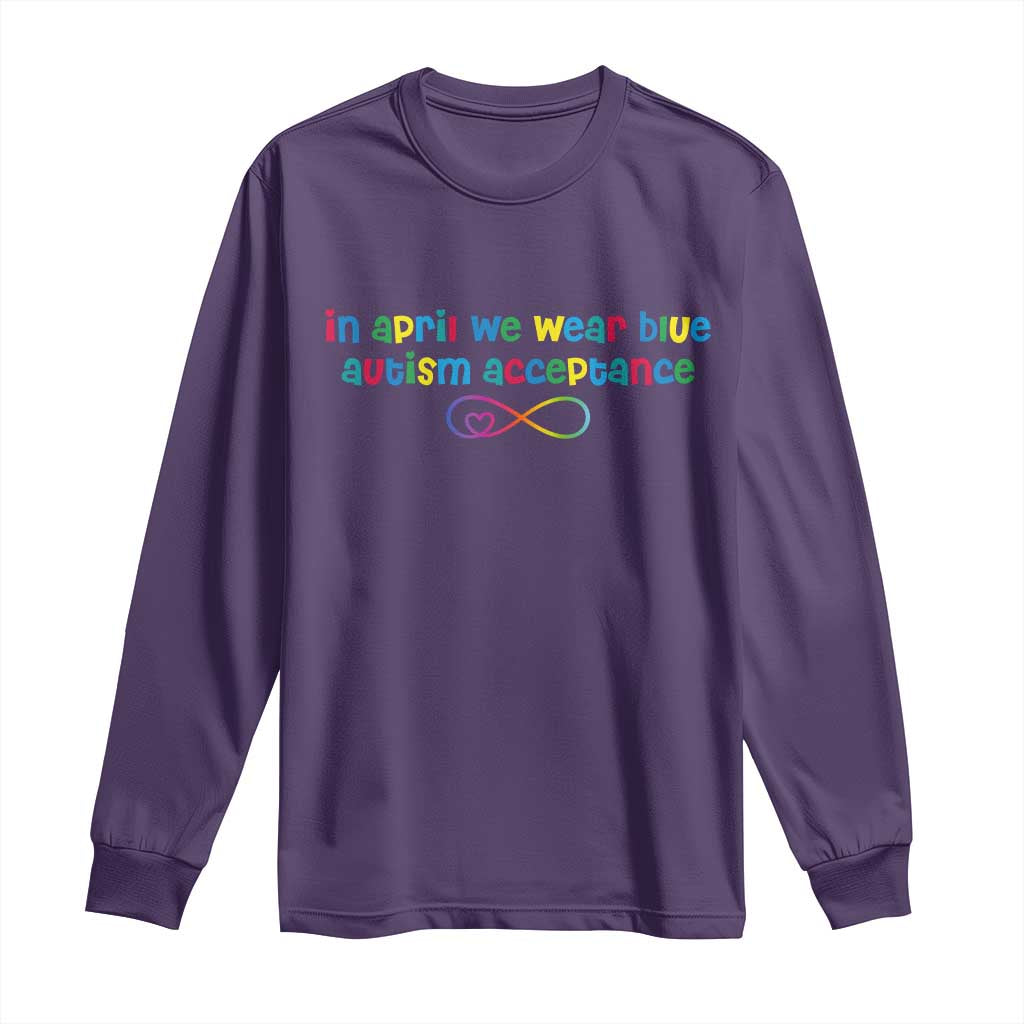 Autism Acceptance Long Sleeve Shirt - Neurodivergent Support Infinity Heart Symbol TS14 Purple Print Your Wear