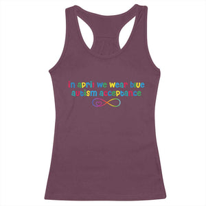 Autism Acceptance Racerback Tank Top Neurodivergent Support Infinity Heart Symbol TS14 Maroon Print Your Wear