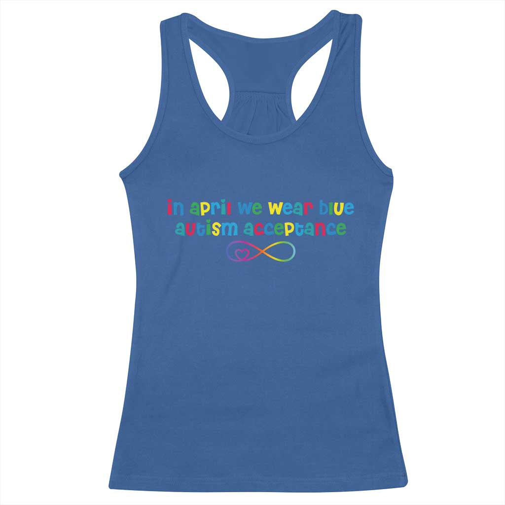 Autism Acceptance Racerback Tank Top Neurodivergent Support Infinity Heart Symbol TS14 Royal Blue Print Your Wear