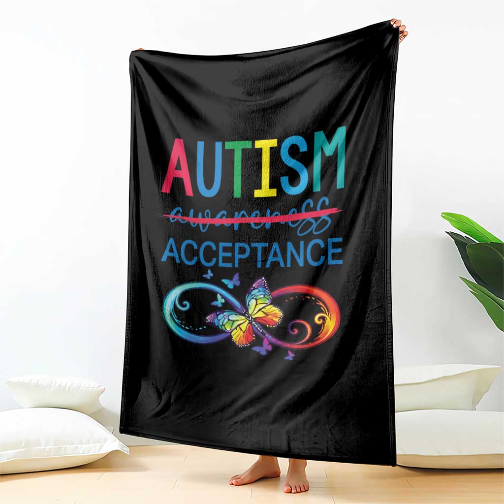 Autism Acceptance Throw Blanket Neurodivergent Support Infinity Butterfly Symbol TS14 Print Your Wear