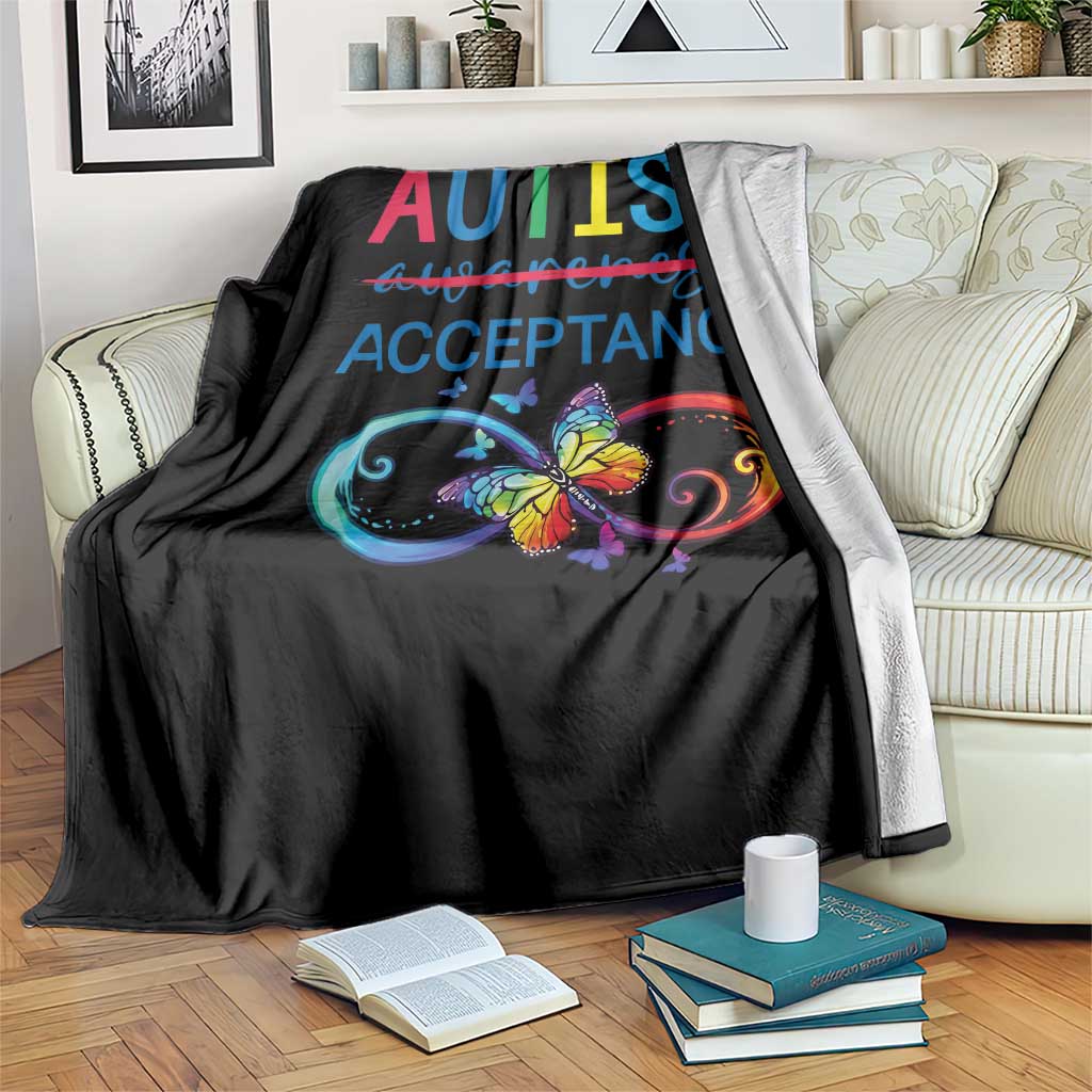 Autism Acceptance Throw Blanket Neurodivergent Support Infinity Butterfly Symbol TS14 Print Your Wear