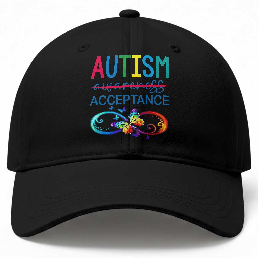Autism Acceptance Baseball Cap Neurodivergent Support Infinity Butterfly Symbol TS14 Print Your Wear