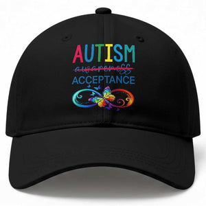 Autism Acceptance Baseball Cap Neurodivergent Support Infinity Butterfly Symbol TS14 Print Your Wear