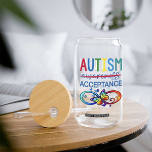 Autism Acceptance Glass Can Neurodivergent Support Infinity Butterfly Symbol TS14 Print Your Wear