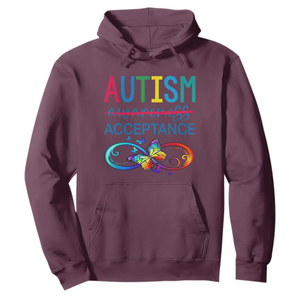 Autism Acceptance Hoodie - Neurodivergent Support Infinity Butterfly Symbol Pullover TS14 Maroon Print Your Wear
