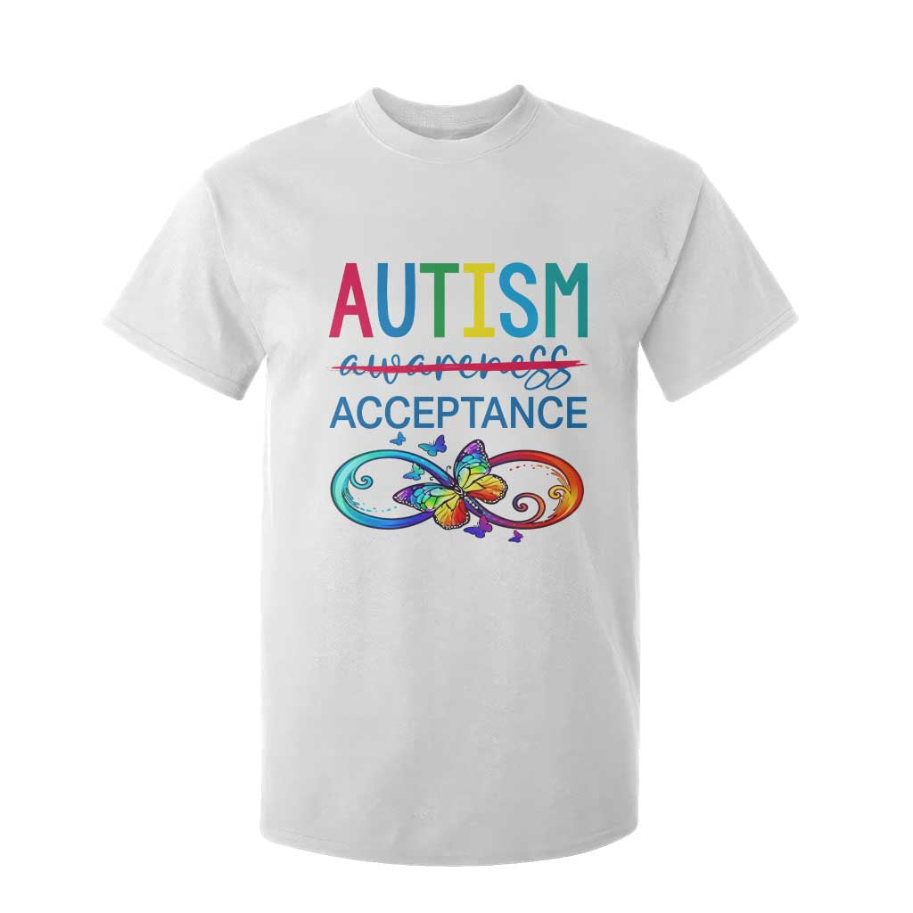 Autism Acceptance T Shirt For Kid - Neurodivergent Support Infinity Butterfly Symbol TS14 White Print Your Wear