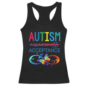 Autism Acceptance Racerback Tank Top Neurodivergent Support Infinity Butterfly Symbol TS14 Black Print Your Wear